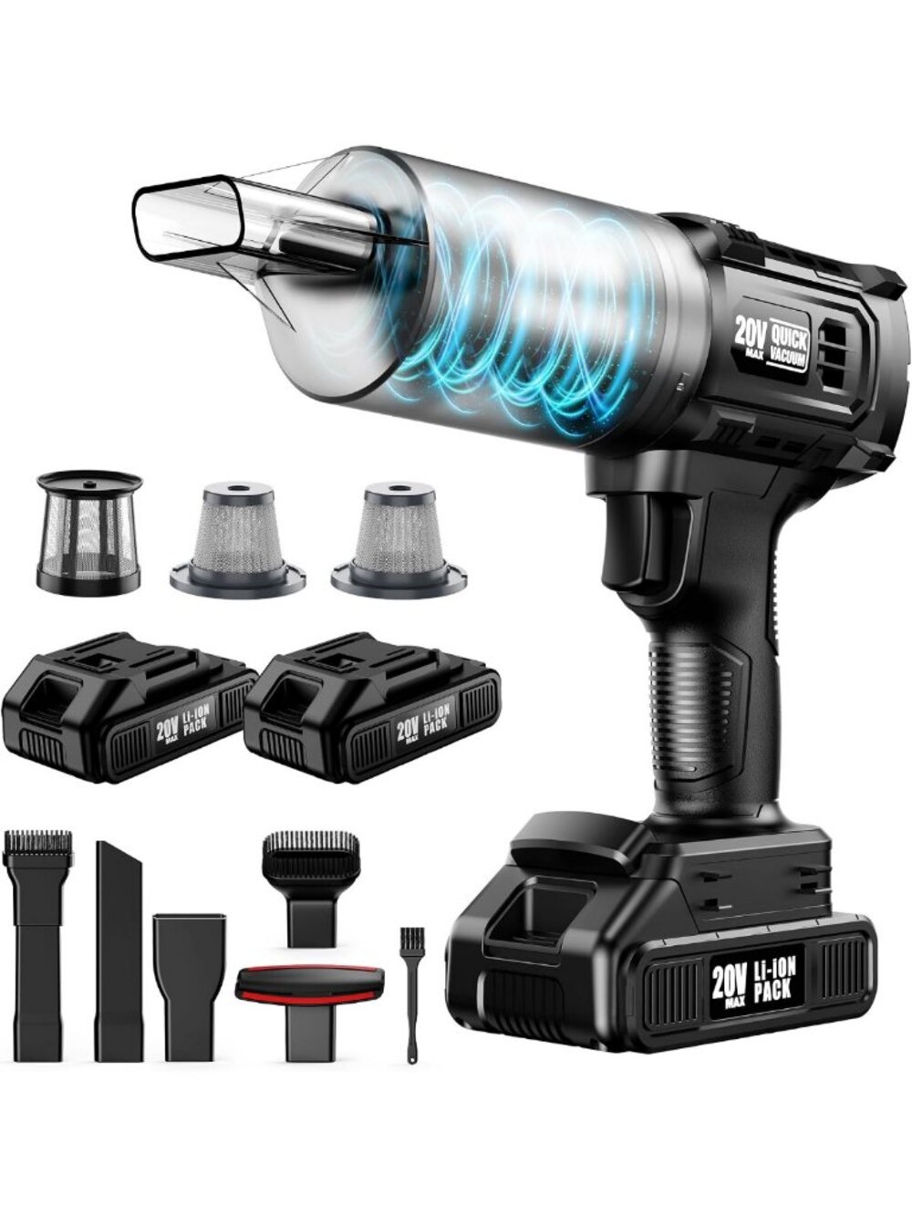 Car Vacuum Cordless, 35000PA Strong Suction Handheld Vacuum with 2 Detachable
